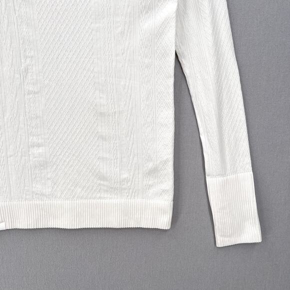 LULULEMON Rest Less Pullover Top Womens 4 White Long Sleeve Crew Neck Cable - Picture 8 of 13